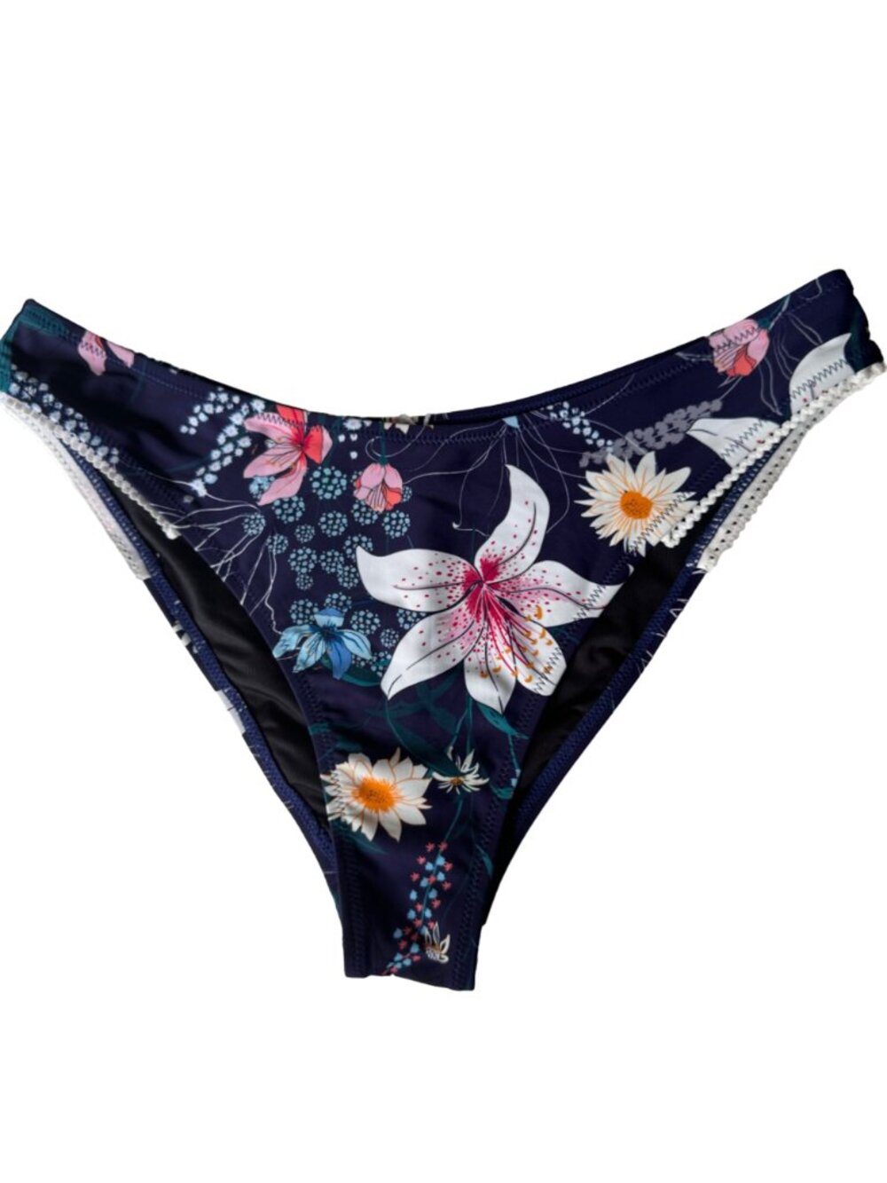 Cupshe Womens Floral Bikini Bottom XL Swimwear Swim Beach Navy Blue Pink Floral - Picture 10 of 10